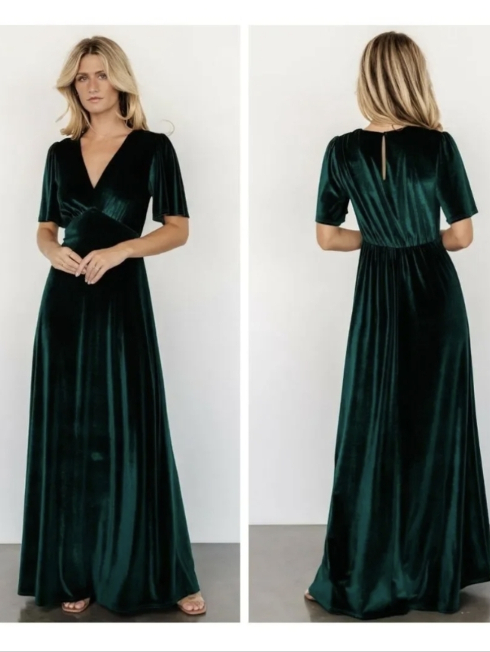 Baltic Born Vivian Velvet Maxi Dress Emerald Green Small